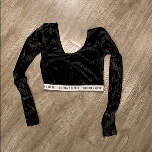 Black Crop Top velvet Victoria secret S